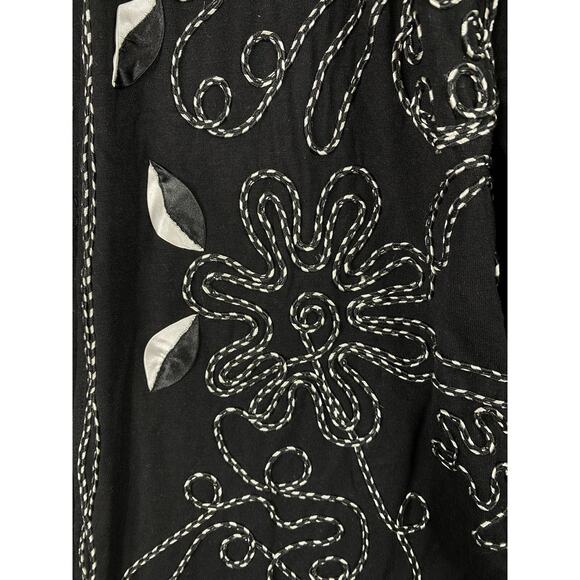 Lauren Michelle Cardigan Womens XL Black Embroidered Open Front Duster Jacket - Picture 4 of 10